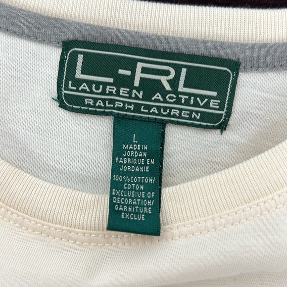 Lauren Ralph Lauren Active Sz Large Vintage Colorblock Tee Snowflake Logo NWT - Picture 3 of 11